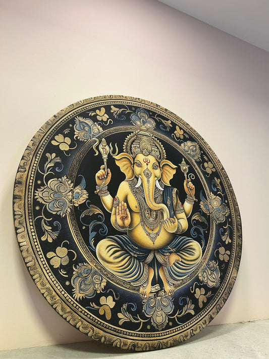 Ganesh round wall mural 16in