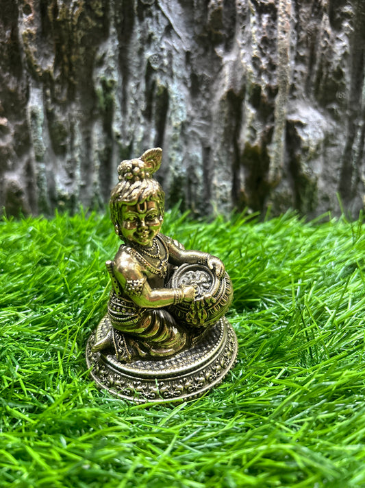 Makhan Krishna brass idol 3inch