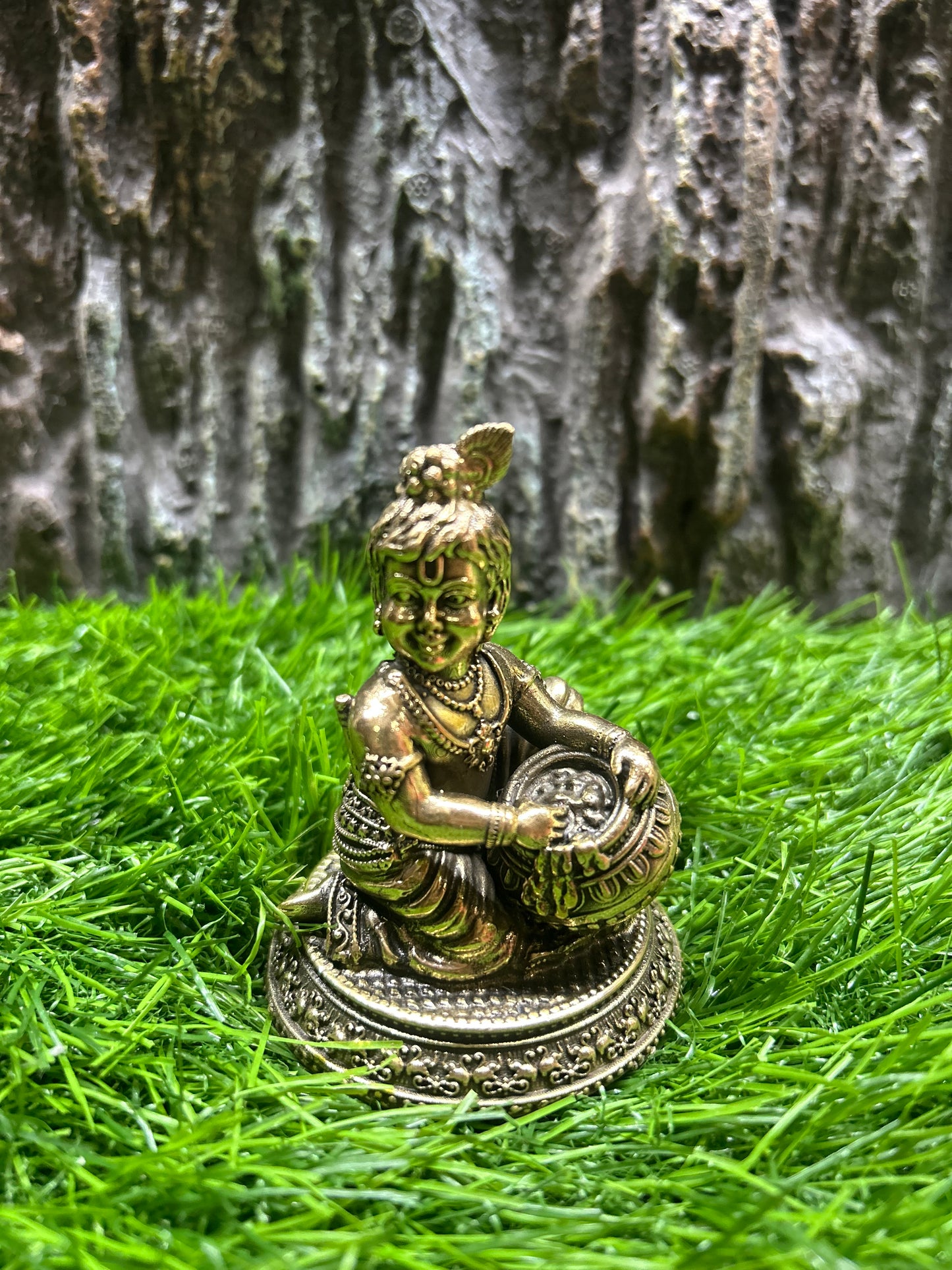Makhan Krishna brass idol 3inch