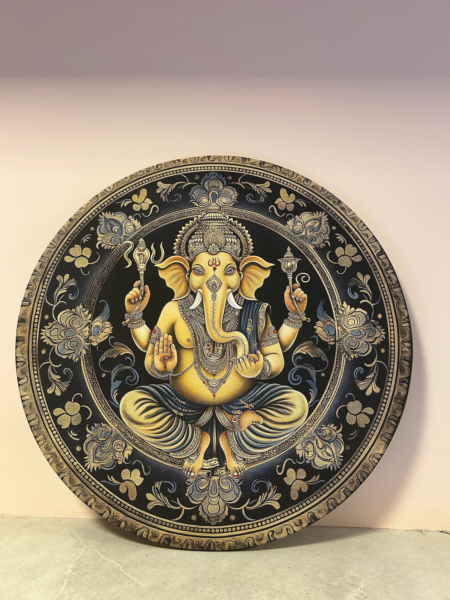 Ganesh round wall mural 16in