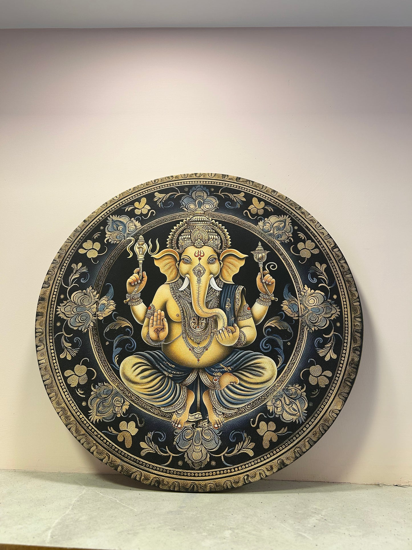 Ganesh round wall mural 16in