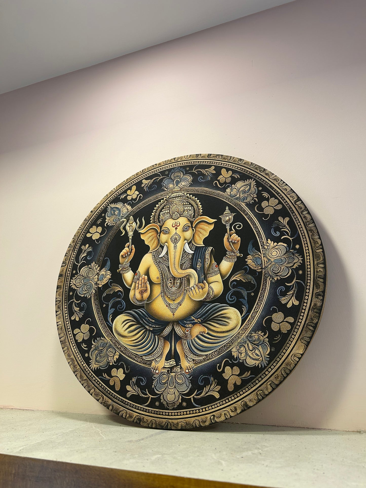 Ganesh round wall mural 16in